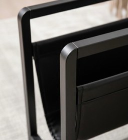 Resim TodekHome Linia Modern Metal Dergilik - Deri Detaylı Dekoratif Gazetelik ve Kitaplık 