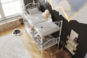 Resim Argimo Bella Genç Çocuk Yatak Odası Metal Ranza ve Karyola - 90x190 / Beyaz 