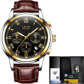 Resim Hanyang L Altın Siyah 2022 Yeni Saatler Erkekler Lüks Marka Lıge Chronograph Erkekler Spor Saatler Su Geçirmez Tam Çelik Kuvars Erkek Saati Relogio Masculino (Yurt Dışından) 