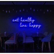Resim Twins Led Eat Healthy Live Happy Yazılı Neon Tabela Mavi Model:model:30903366 Mavi 