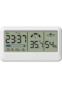 Resim Dijital Higrometre Elektronik Sıcaklık Nem Ölçer Saat Tarih Lcd Ekranlı Saat İç Mekan Termometresi Higrometre Seralar Bahçe Mahzen İçin Braketli 