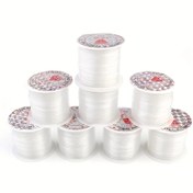 Resim 0.2-0.8mm boncuklu şeffaf balıkçılık hattı ultra ince kristal iplik örgülü el yapımı boncuklu sarma örgülü halka balık ipliği boncuklu ip beyaz DIY örgü 