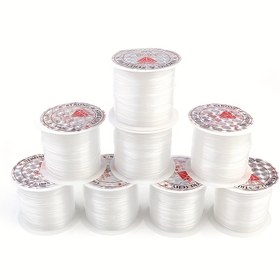 Resim 0.2-0.8mm boncuklu şeffaf balıkçılık hattı ultra ince kristal iplik örgülü el yapımı boncuklu sarma örgülü halka balık ipliği boncuklu ip beyaz DIY örgü 