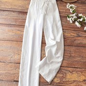 Resim Kadınlar için Rahat Moda Geniş Bacaklı Pantolon - Hafif Pembe, Bol Kesim, Düz Bacak, İlkbahar/Yaz Stili, Rahat Kesim Pantolon|Günlük Stil Pantolon|Geniş Bacaklı Pantolon 