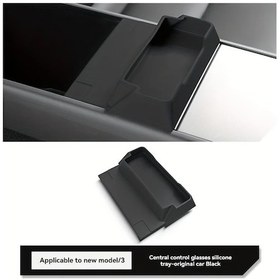 Resim Gateesat Tesla Model 3 Y 2026 Konsol Tepsisi Siyah Anahtar Kartlı Telefon Tutucu 