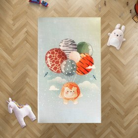 Resim HV291 Renkli Balonlar ve Aslanlı - Yumuşak, Kolay Temizlenebilir, 3 Kalite Seçeneği - 175x250 (5m²) / İpeksi Doku - 11mm - Deri Taban 