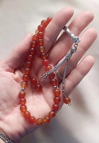 Resim Tesbih 33 Lü 08 Mm Doğal Taş Akik Sardoniks Tesbih 