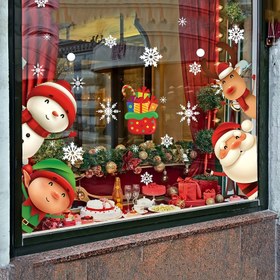 Resim 82 Parça Noel Pencere Yapışkanları - Santa, Geyik, Kardan Adam ve Kar Tanesi Tasarımlı, Cam için Çift Taraflı PVC Etiketler, Kalıntısız Tatil Dekoru (20.07x29.21 cm) İç/Dış Mekan Kullanımı, Canlı Bayramlık Grafikler | Kalıntısız Yapıştırıcı, Yılbaşı Süslemeleri 