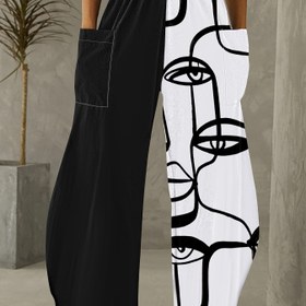 Resim Baskılı Geniş Paça Pantolon 