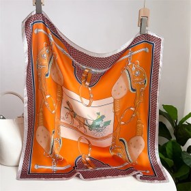 Resim Fernca1 Çizgili Eşarp Ipek Eşarp 70CM Küçük Kare Kafa Bandı Saç Türbanı Kravat Çanta (Yurt Dışından) 