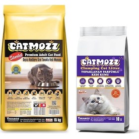 Resim Catmozz Starlet Seçici Kedilere Özel Tavuklu Yetişkin Kedi Maması 15 KG + Bentonit Kedi Kumu 10 L 