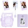 Resim Instax Mini 12 Simli Şeffaf Lila Kılıf PVC 64'lü Albüm ve Fotoğraf Çerçeveleri Aksesuar Seti 