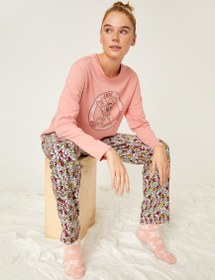 Resim Looney Tunes Lisanslı Baskılı Uzun Kollu Pamuklu Pijama Takımı 