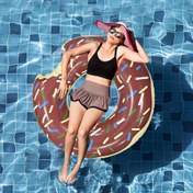 Resim 1 Adet Donut Şişme Yüzme Halkası - Hızlı Şişirme Valfi, Toksik Olmayan PVC Yüzdürme Halkası, Yetişkinler İçin Havuz, Plaj, Göl - Sprinkles Desenli Kahverengi, Havuz Partileri ve Yaz Eğlencesi için, Canlı Renkli Yüzer Halat, Dayanıklı Su Yüzme Aparatı, Açık Hava Keyfi 