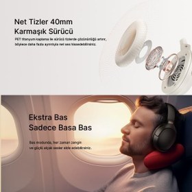 Resim QCY H2 Pro Aux Kablosuz Bt 5.3 Beyaz Kulaklık Hifi Enc 70 Saat Dinleme Oyun Modu 
