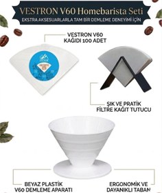 Resim VESTRON Kahve Demleme Homebarista 3lu Set| V60 (PL)| Stand Ve V60 Kağıt 