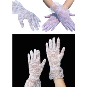 Resim Munico Gelinlik Aksesuarı Kadın Çiçek Dantel Düğün Kısa Eldiven Tam Parmaklı Bilek Uzunluğu Düz Renk Şık 