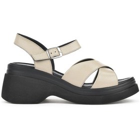 Resim Ziya, Kadın Hakiki Deri Topuklu Sandalet 151992z64004 Buz 141992z61001 804 Buz 