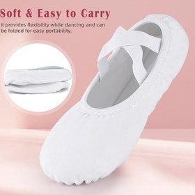 Resim Bale Ayakkabıları Kızlar Tuval Balerin Dans Daireleri Çocuklar Yetişkinler için Bölünmüş Deri Taban 