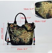 Resim Didadodo Kadın Omuz Çantası - Tavus Kuşu Desenli Işıltılı Payetli Vintage Çanta, Ayarlanabilir Askılı Mavi Mavi 