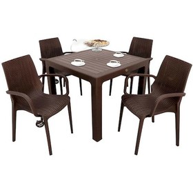 Resim Depootoptan Mandella Elit Rattan 90 x 90 CM Nirvana Koltuk Camlı Masa Takımı Kahve Kahverengi 