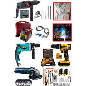 Resim Stilmax 5'li Süper Usta Işi Atölye Seti 200A Dijital Invertör Kaynak Makinesi + Matkap Avuç Taşlama Kırıcı 