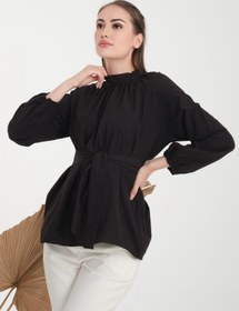 Resim CNG MODA Tesettür Kuşaklı Kol Büzgülü Gömlek 