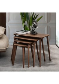 Resim Vovvahome Luci 4lü Dörtlü Mdf Ahşap Zigon Sehpa - Ceviz 