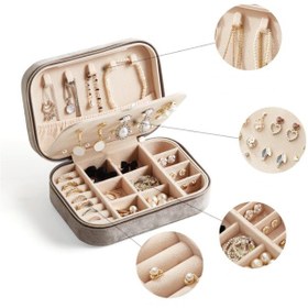 Resim Mdl1-kadife Gri Takı Kutusu Yeni Tasarım Fermuarlı Takı Düzenleyi 