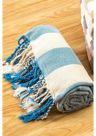 Resim Mulberry Striped Peştemal Banyo Havlusu Plaj Havlusu Mavi 