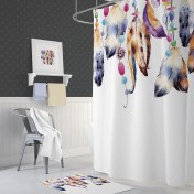 Resim Zethome Tropik Feathers Banyo Duş Perdesi Tek Kanat 1 x 180 x 200 cm 
