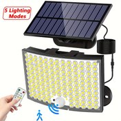 Resim 1/2 adet Güneş Işıkları Dış Mekan, Su Geçirmez, 5 Aydınlatma Modlu/5m Kablolu Güneş LED Spot Işık, 268 LED Yüksek Parlaklık Güvenlik Işıkları Uzaktan Kumanda ile, 3 Modlu Hareket Sensörlü Sel Duvar Işıkları Bahçe, Yolu, Garaj ve Sokak Işığı için 