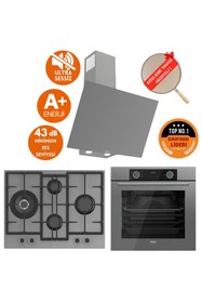 Resim Ferre FryArt&SilentArt GILO/ Sessiz Antrasit Gri Ankastre Set ( D079-SA + XE63CPR +ED078-WFA wok) 