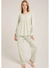 Resim Mint Yeşili Düğmeli Pijama Takımı ÇoK Renkli Çok Renkli 