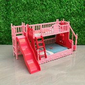 Resim 1 adet Bebek Evi Mini Çiftli Kaydıraklı Yatak, Prenses Odası İçin Mükemmel Ev Dekoru, Elektrik Gerektirmez Mezuniyet Sezonu Hediyesi 
