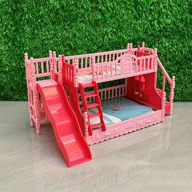 Resim 1 adet Bebek Evi Mini Çiftli Kaydıraklı Yatak, Prenses Odası İçin Mükemmel Ev Dekoru, Elektrik Gerektirmez Mezuniyet Sezonu Hediyesi 