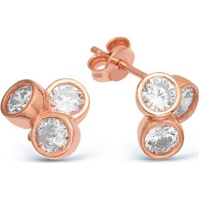 Resim Argentum Concept - Üç Taşlı Gümüş Tasarım Küpe 