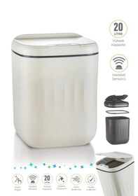 Resim Tilbe Home Sensörlü Çöp Kovası Mutfak Banyo Ofis 20 Lt Akıllı Teknolojik Antibakteriyel Koku Geçirme Karışık / Çok Renkli Beyaz 