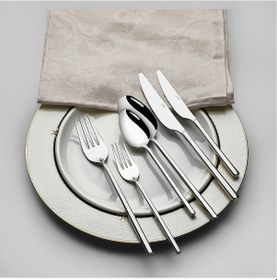 Resim Nehir Gloria Sade 12 Kişilik 84 Parça Kutulu Çatal Kaşık Bıçak Takımı Gri 