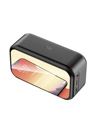 Resim Canpay Çalar Saatli Ve Fm Radyolu Bluetooth Hoparlör Dijital Saat Ve Aynalı Tasarım 6w Ses Çıkışı Siyah 