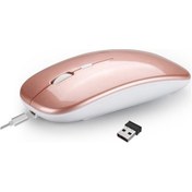Resim Hxsj M90 2,4 Ghz Ultra İnce Sessiz Çift Modlu Kablosuz Mouse Rose Gold 