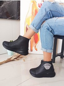 Resim Gdt Ayakkabı Siyah Renk Düz Topuk Taşlı Fermuarlı Kadın Bot 001 