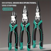 Resim 1 adet 9'u 1 Arada Çok Fonksiyonlu Endüstriyel Kablo Soyucu Pense - Yüksek Sertlik, Ergonomik Yeşil & Tasarım, Yaylı Kesme & Sıkma Aleti Elektrikçiler, Ev Tamiri ve İnşaat için, Kablo Soyma Aleti, İnşaat Ekipmanı 