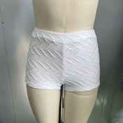 Resim Kadınlar için Beyaz Dalgalı Dokulu Yüzme Şortları - Polyester ve Elastan, Esnek Kumaş, Görünmez, Plaj Tatilleri ve Günlük Geziler için İdeal, Plaj Tatili Temel 