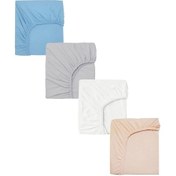 Resim 4 Adet Pamuklu Ve Lastikli 60 X 120 Cm Penye Bebek Çarşaf-mavi-gri 