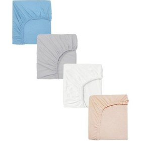 Resim 4 Adet Pamuklu Ve Lastikli 60 X 120 Cm Penye Bebek Çarşaf-mavi-gri 