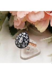 Resim Elmas Montürlü Damla Taşlı Damla Set Rose Gold - Gümüş 