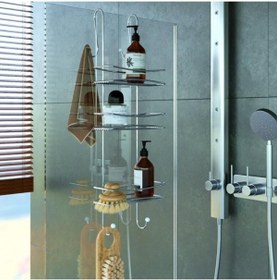 Resim Genel Markalar 3 Katlı Asmalı Banyo Duşakabin Duş Rafı Krom Bkk066 