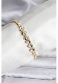 Resim 14k Gold Renk Kaplama Kalp Model Cm Kadın Bileklik - Tj-bb8122 Açık Mor 
