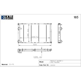 Resim KALE Bakır Radyatör Master 2 Movano 98-01 2.5d 2 Sıra 7701499796 0543423pa 